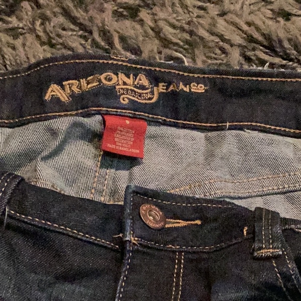 Arizona Jean Company Dark Blue Distressed Jean Shorts - Picture 3 of 4